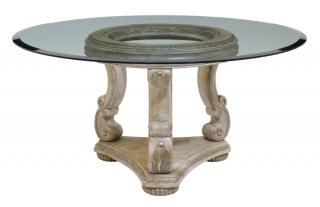 Appraisal: A CONTINENTAL STYLE PAINTED GLASS TOP DINING TABLE A CONTINENTAL