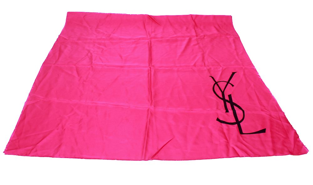 Appraisal: Yves Saint Laurent Pink Silk Scarf Yves Saint Laurent bright