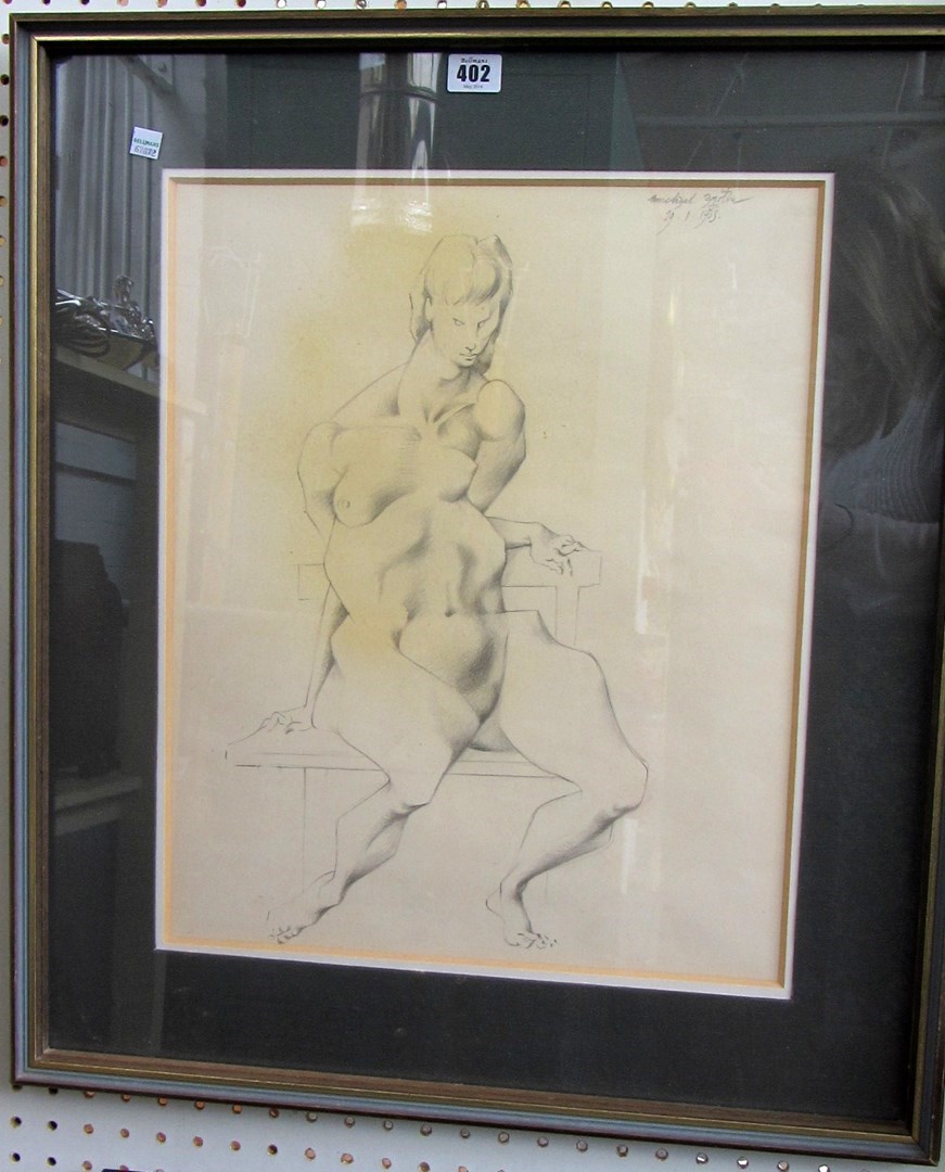 Appraisal: Michael Ayrton - Apprehensive figure Demeter pencil signed and dated