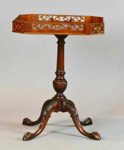 Appraisal: American Chippendale Style Mahogany Tea TableWith pierced carved gallery top