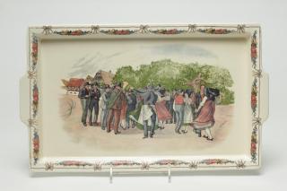 Appraisal: Sarreguemines French Faience Tray by Henri Loux Antique Sarreguemines Faienceries