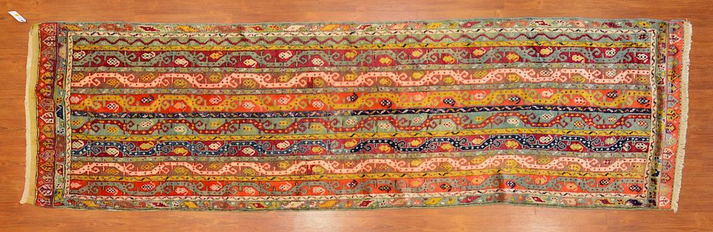 Appraisal: Turkish Konya Runner x hand knotted wool foundation Condition Absence