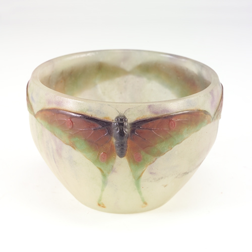 Appraisal: GABRIEL ARGY-ROUSSEAU Pate-de-verre vase decorated with three butterflies in shades