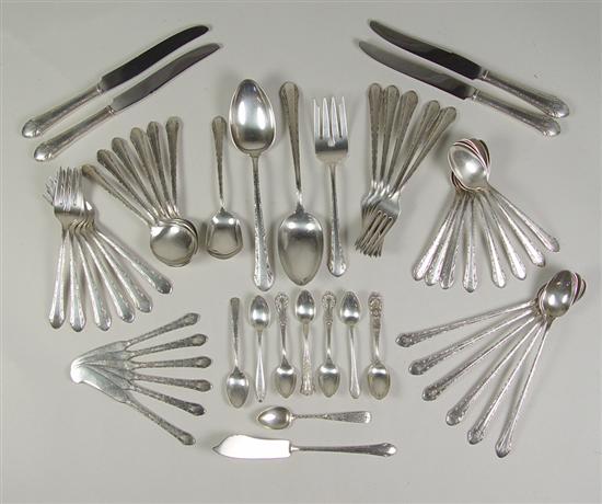 Appraisal: Alvin Chased Romantique Sterling Flatware Monogrammed flatware Includes four luncheon