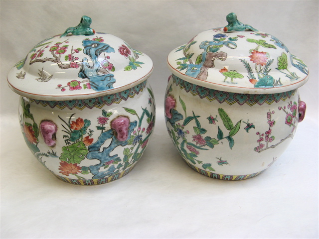 Appraisal: SEVEN CHINESE GLAZED POTTERY PIECES pair of covered jars with