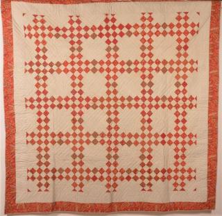 Appraisal: Antique Diamond Block Pattern Patchwork Quilt Antique Diamond Block Pattern