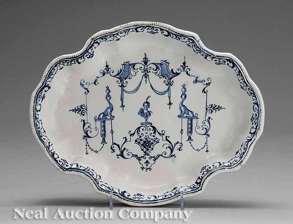 Appraisal: An Antique French Blue and White Fa ence Dish probably