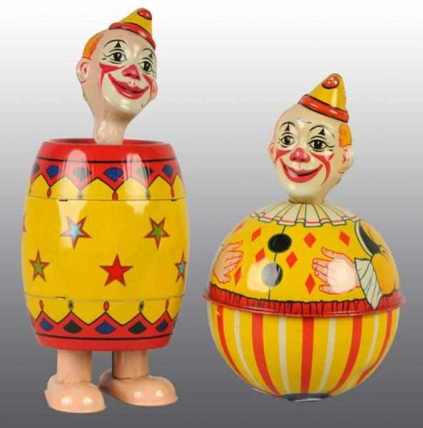 Appraisal: Lot of Tin Litho Chein Clown Toys Description American Working