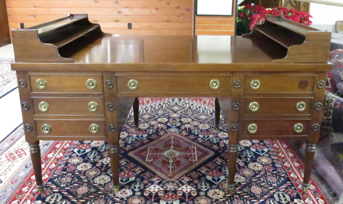 Appraisal: CLASSIC SHERATON STYLE MAHOGANY 'GEORGE WASHINGTON' DESK American mid- th