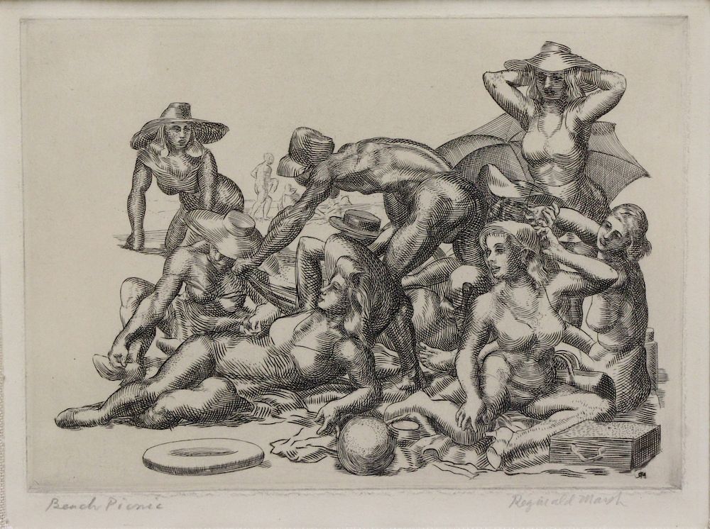 Appraisal: REGINALD MARSH AMERICAN - Etching Beach Picnic Signed lower right