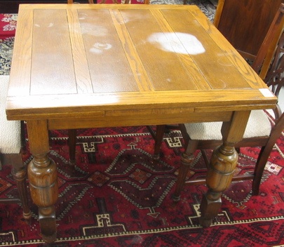 Appraisal: SQUARE OAK DRAW-LEAF DINING TABLE English mid th century on