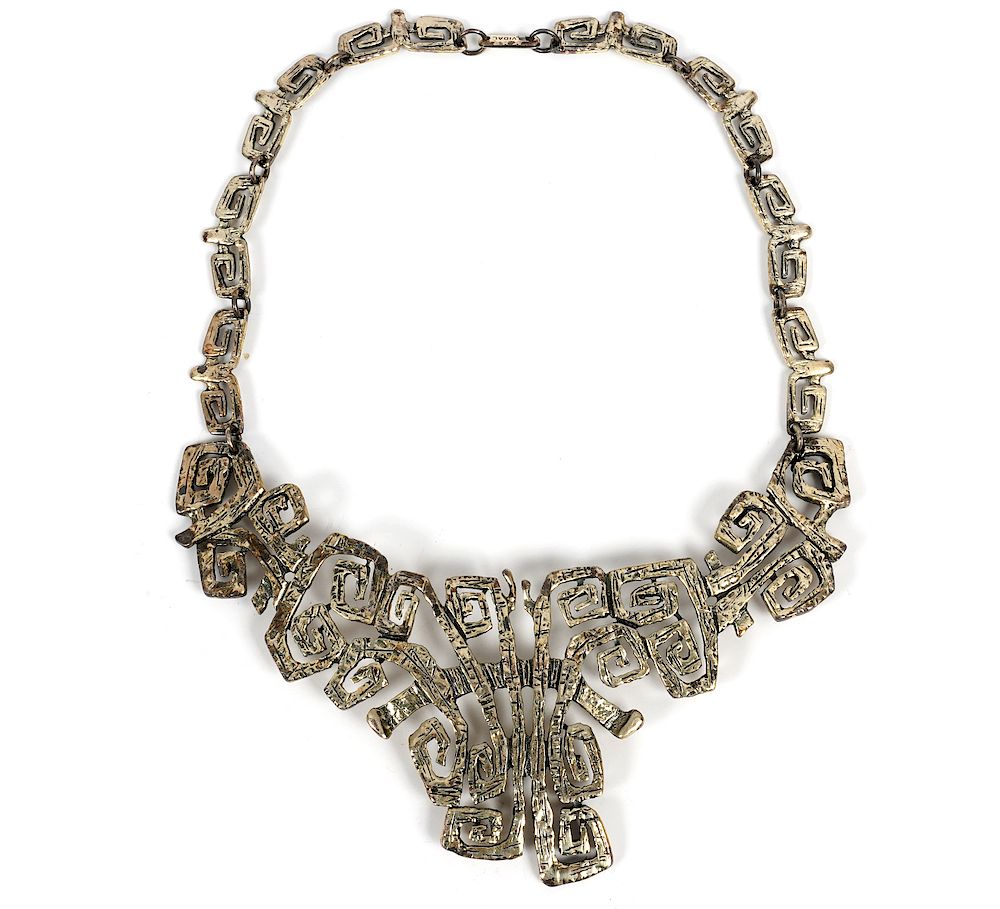 Appraisal: Guy Vidal Squared Curlicue Bib Necklace Guy Vidal bib necklace