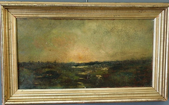 Appraisal: Oil on canvas painting late th c of a marsh