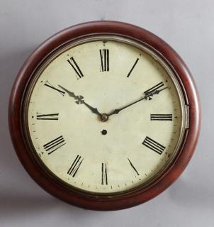 Appraisal: English Carved Mahogany Circular Wall Clock th c time only