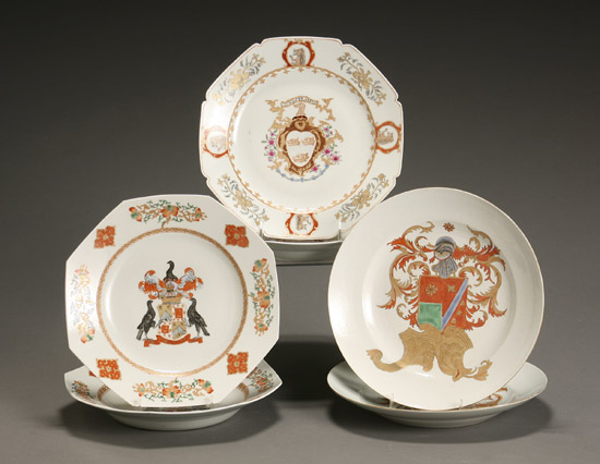 Appraisal: Three Pairs of Chinese Export 'Armorial' Soup Plates th Century