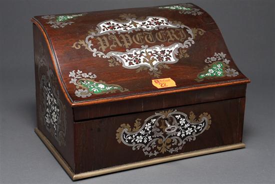 Appraisal: Italian inlaid walnut desk box th century engraved Papeteri ivory