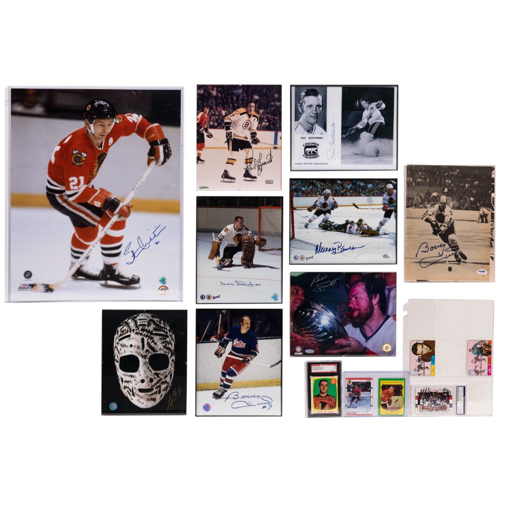 Appraisal: AUTOGRAPHED HOCKEY MEMORABILIA items including Stan Makita poster -inch by