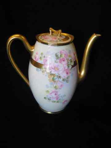 Appraisal: Fine Handpainted Porcelain Demitasse Pot floral gold '' tall probably