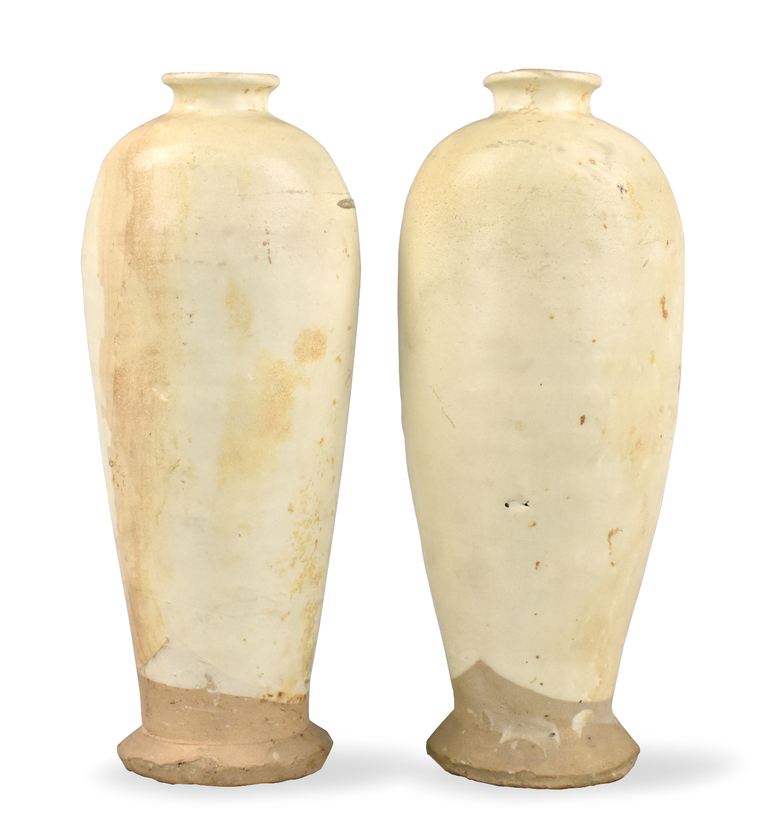 Appraisal: A pair of white glazed Meiping shape vases from the