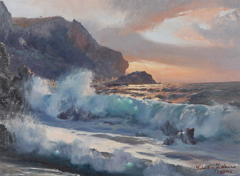 Appraisal: FEDERICO Salvatore Italian th Century Sunlight and Waves Coastal Capri