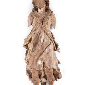 Appraisal: A Continental Carved Angel Figure th Century Height x width