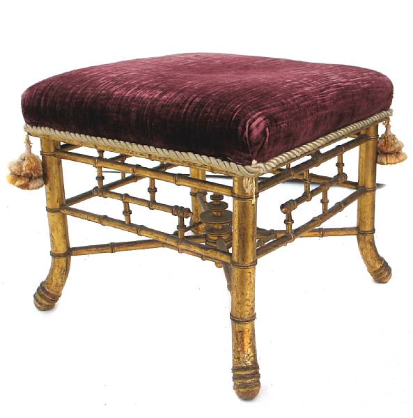 Appraisal: A giltwood faux bamboo stool height in diameter in