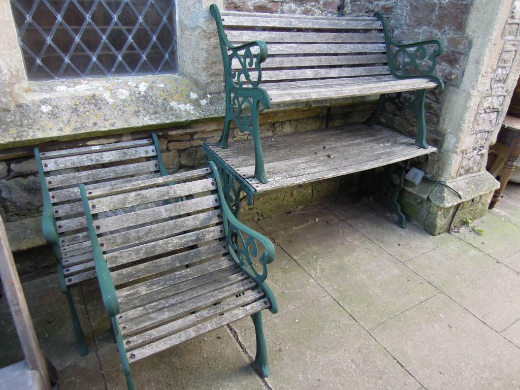 Appraisal: A four piece cast iron framed garden suite comprising table