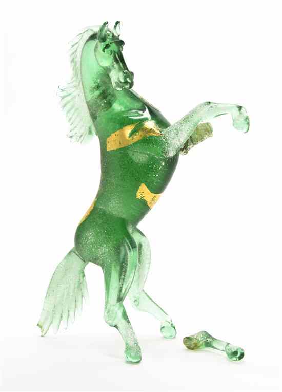 Appraisal: A Murano Glass Sculpture depicting a rearing stallion with gilt