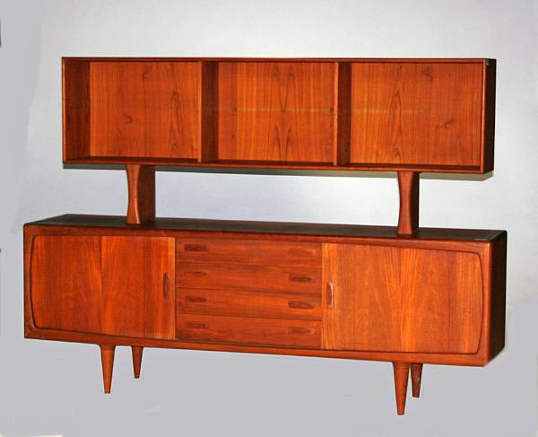 Appraisal: A mid-century teak two-part buffet By Gudme Mobelfabrik