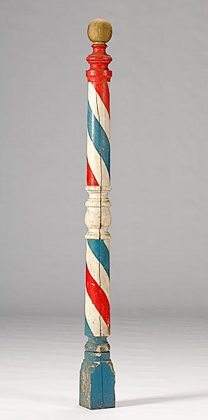 Appraisal: BARBER POLE red and white striped barber pole standing