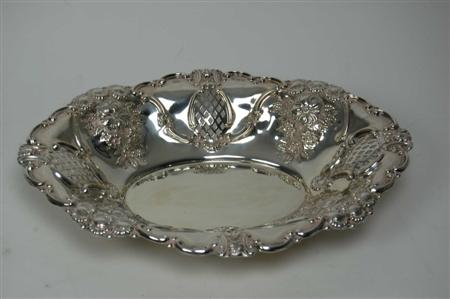 Appraisal: An oval pierced silver bowl London of shaped oval outline