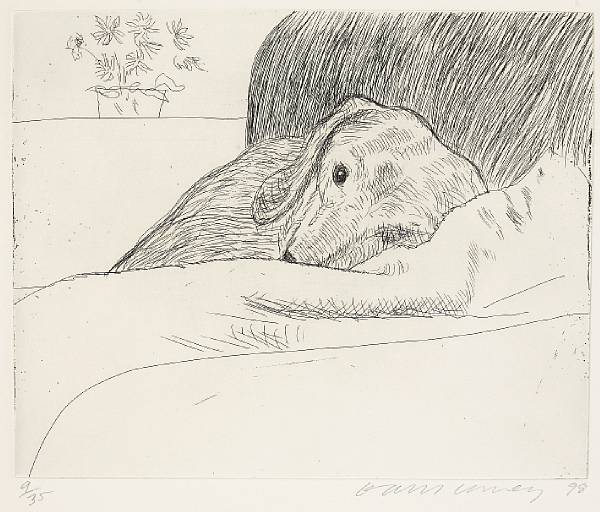 Appraisal: David Hockney British born No from Dog Wall Etching on