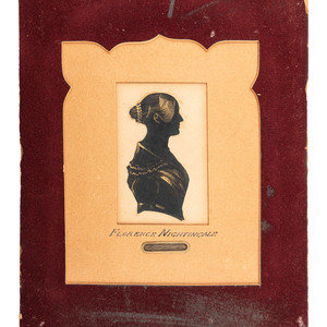 Appraisal: A Cut Paper Silhouette of Florence Nightingale with Lock of