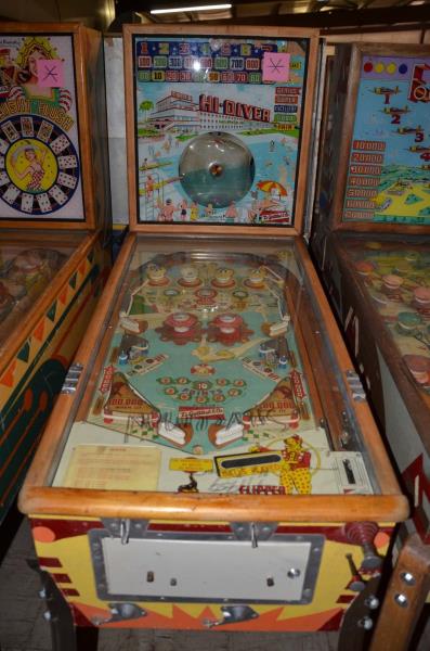 Appraisal: Gottlieb Hi-Diver Playfield Very good Backglass Poor Cabinet Good Functionality