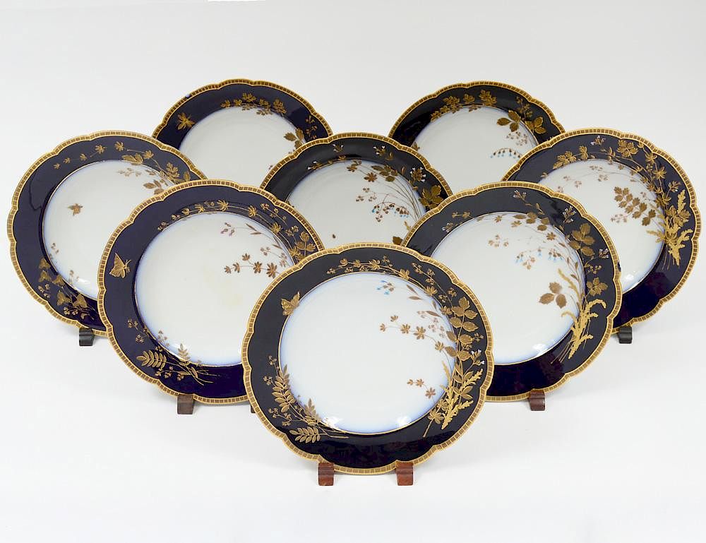 Appraisal: SET OF EIGHT LIMOGES PORCELAIN SOUP PLATES French Circa By