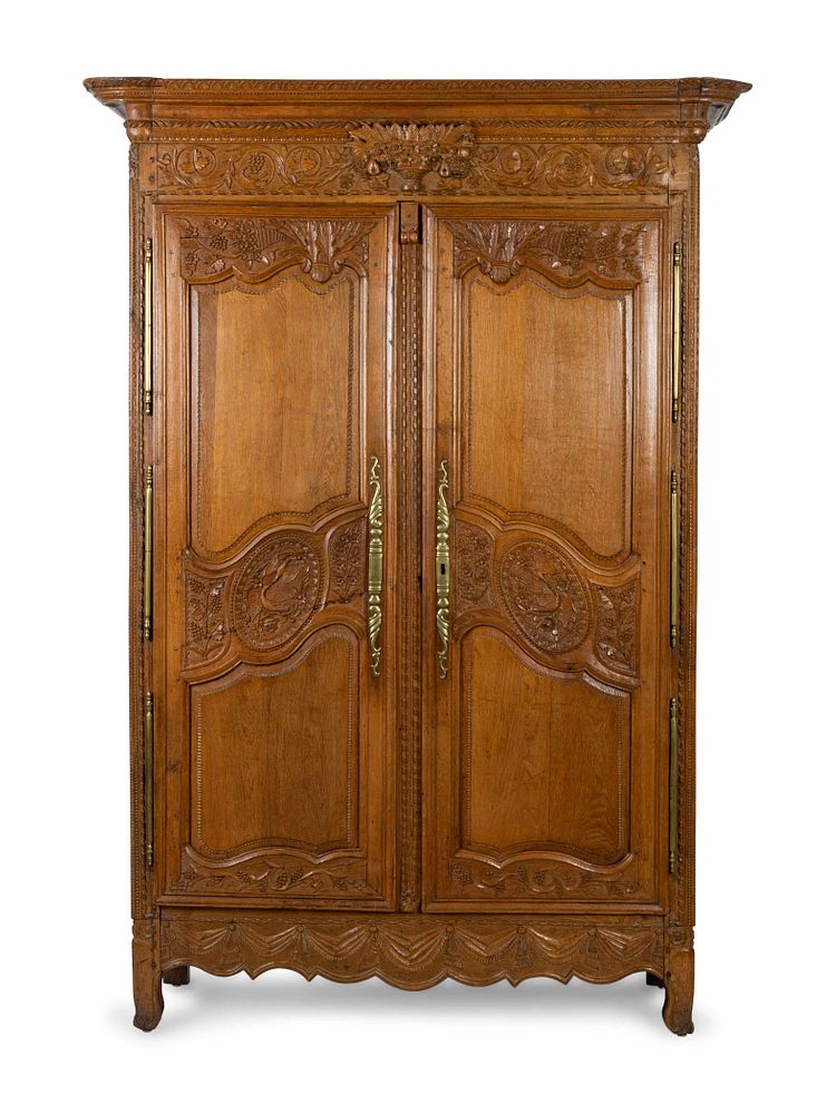 Appraisal: A Louis XV Provincial Style Carved Walnut Armoire Height x