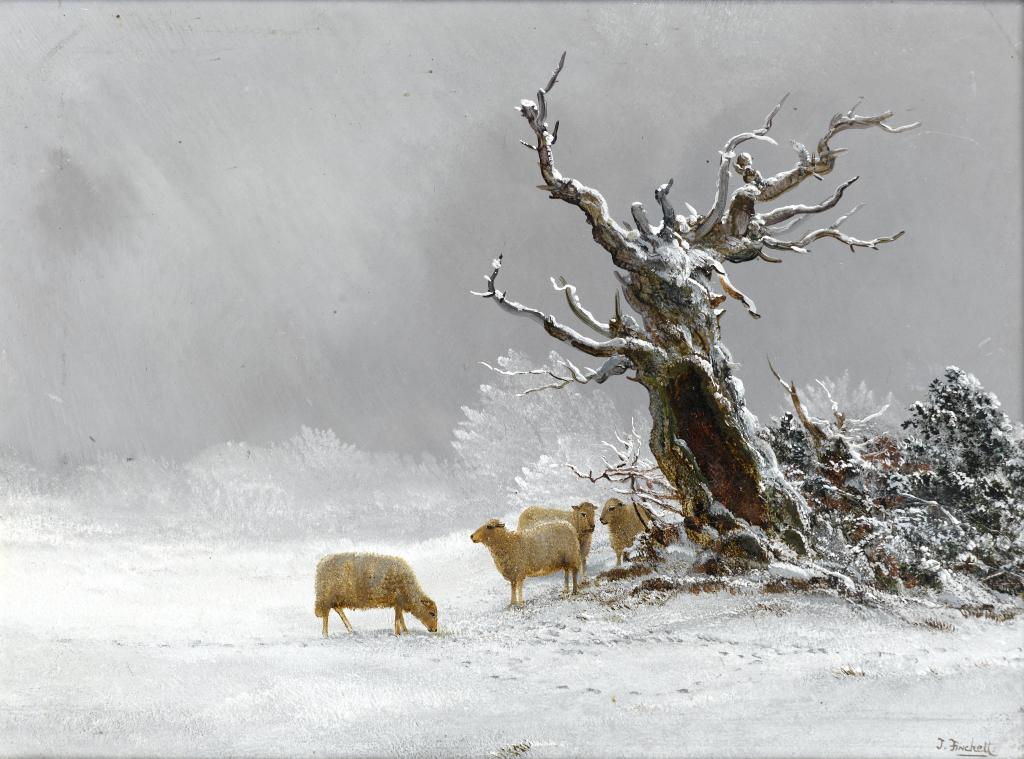 Appraisal: THOMAS FINCHETT TH TH CENTURY SHEEP SHELTERING IN WINTER A