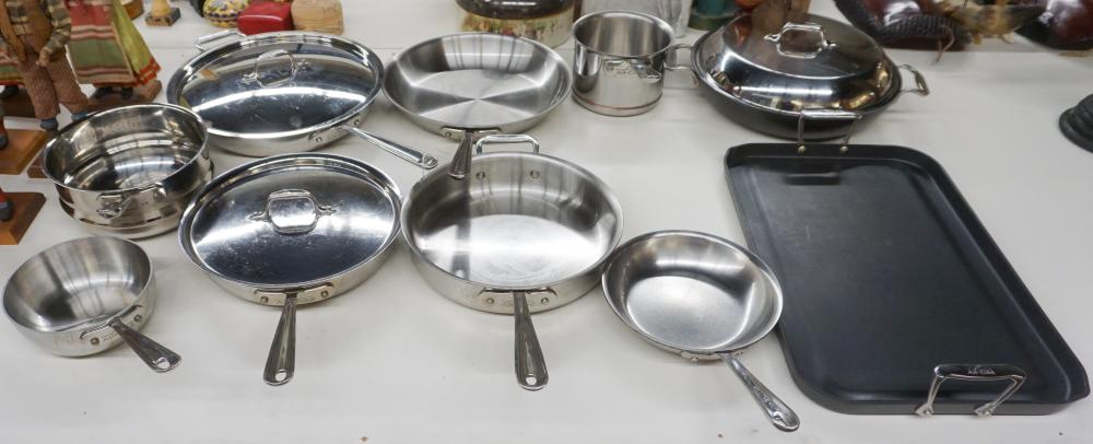 Appraisal: Collection of All-Clad Stainless-Steel Pots Pans and Baking Tray