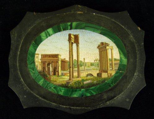 Appraisal: A th Century Italian micromosaic panel depicting the ruins of