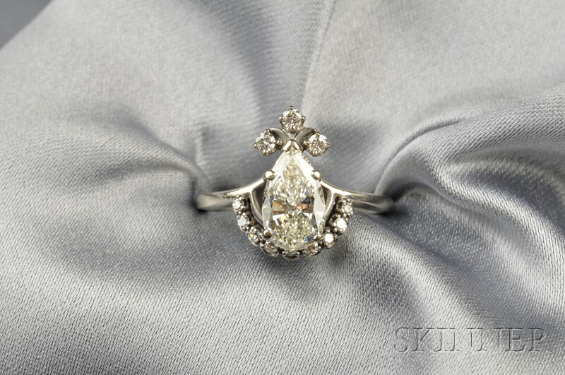 Appraisal: Diamond Solitaire prong-set with a pear-shape diamond weighing approx cts