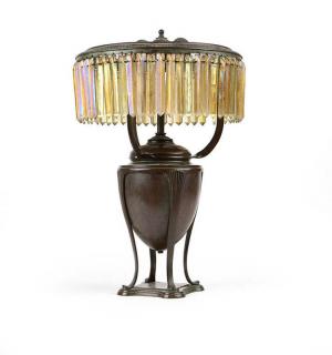 Appraisal: A Tiffany Studios ''Greek'' table lamp base with iridescent Favrile