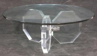 Appraisal: 's Modern Glass Top Lucite Base Cocktail Coffee Table Three