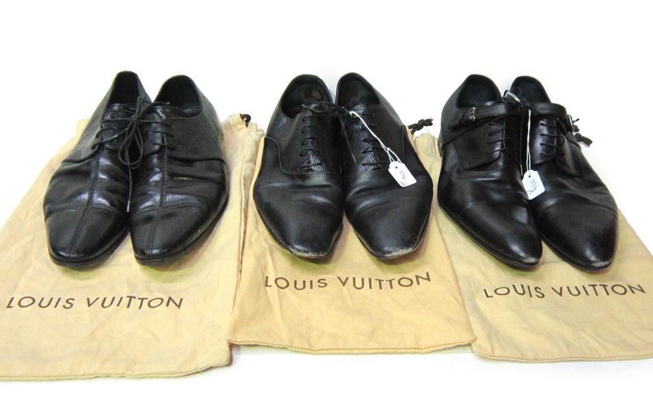 Appraisal: THREE PAIRS OF LOUIS VUITTON SHOES ESTIMATED SIZE THREE PAIRS