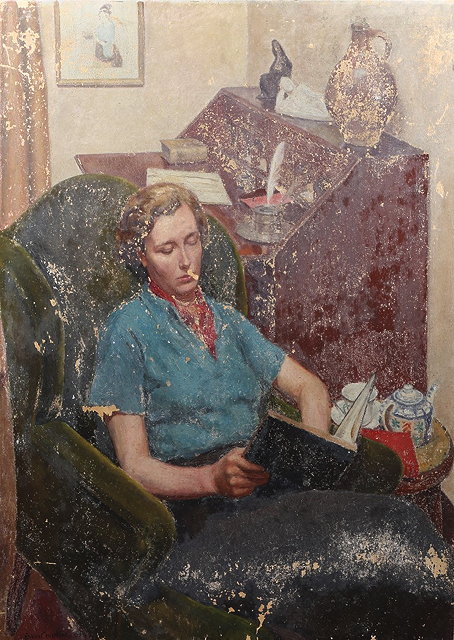 Appraisal: EVAN CHARLTON - Seated lady reading signed and dated oils