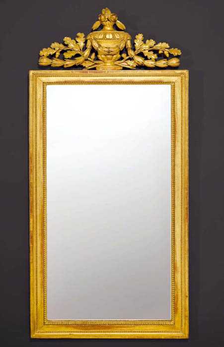 Appraisal: PIERCED AND CARVED GILTWOOD MIRROR Louis XVI France circa Carved