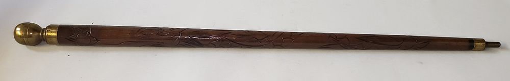 Appraisal: Vintage Mahogany and Brass Walking Stick Pool Cue Vintage Mahogany