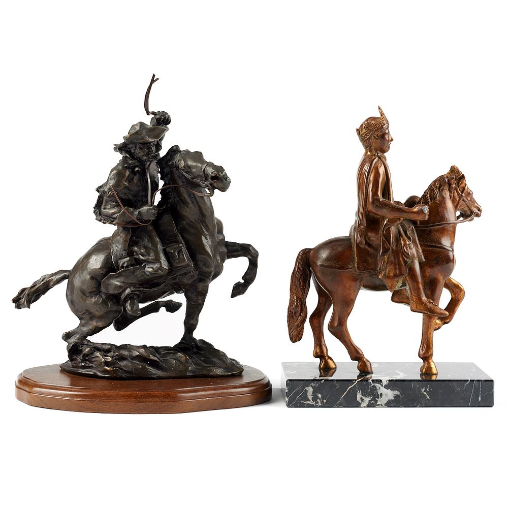 Appraisal: Grp Bronze Sculptures - Alexa Laver Cowboy Charlemagne Group of