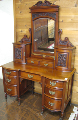 Appraisal: A VICTORIAN CARVED MAHOGANY VANITY English last quarter of the