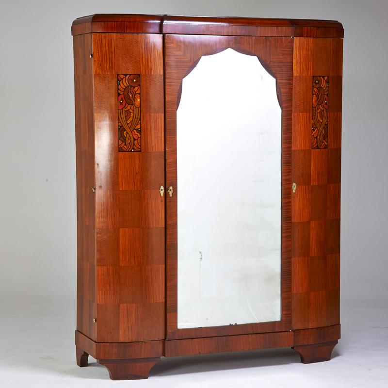 Appraisal: FRENCH ART DECO Armoire fitted with four shelves and a