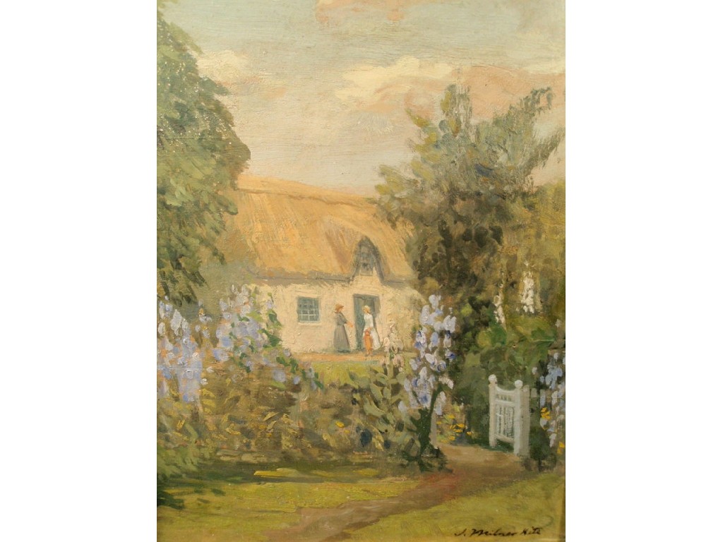 Appraisal: J Milner Kite My Garden A thatched cottage with figures